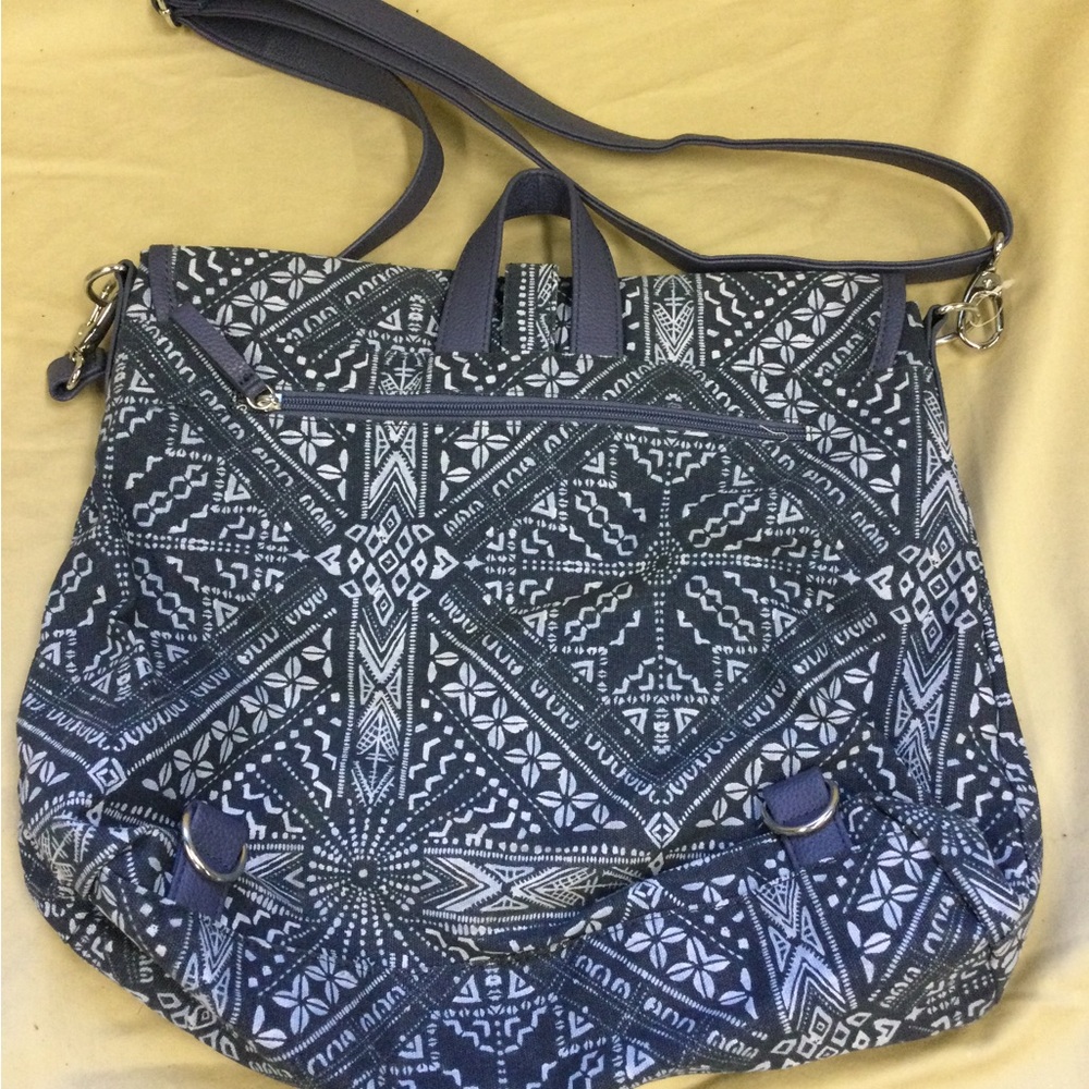 DSW CROWN VINTAGE Convertible BACKPACK Canvas Navy Purse Tote BAG - Picture 2 of 7